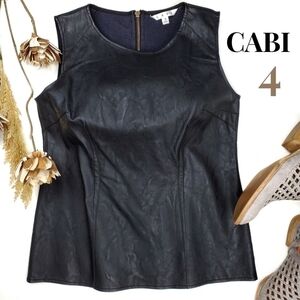 New Cabi Black Vegan Leather Sleeveless Top 4